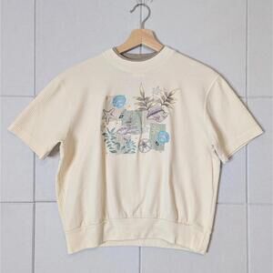 Vintage 80s embroidered seashell crew neck knit top